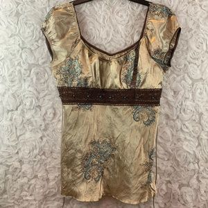 Heart Soul Women's Boho Style Gold Top